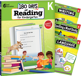 180 Days Reading 2nd Ed, Writing, Spelling, & Language Grade K: 4-Book Set
