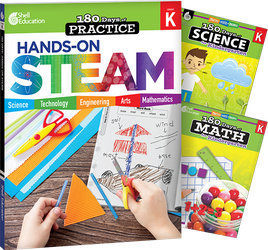 180 Days STEAM, Science, & Math Grade K: 3-Book Set